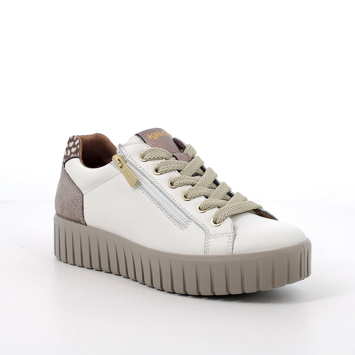 Igi&Co Sneakers con zeppa bianco con zip Donna