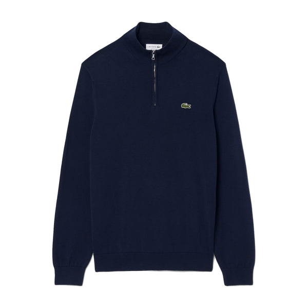 Lacoste Pullover in cotone a collo alto con zip Uomo