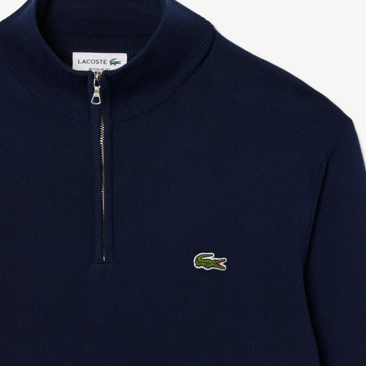 Lacoste Pullover in cotone a collo alto con zip Uomo