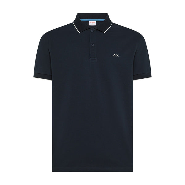 SUN68 Polo in cotone con dettagli a contrasto Uomo